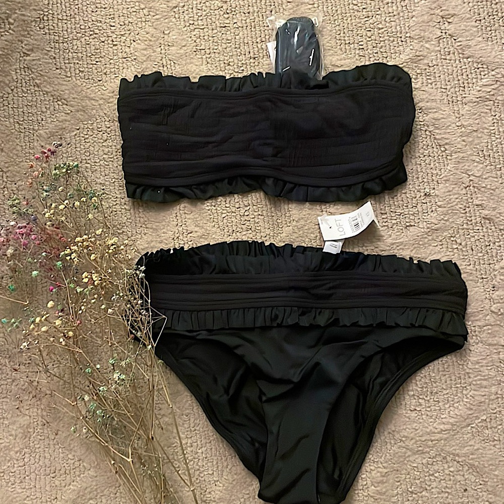 Ann Taylor Loft Smocked Bandeau Bikini Set
